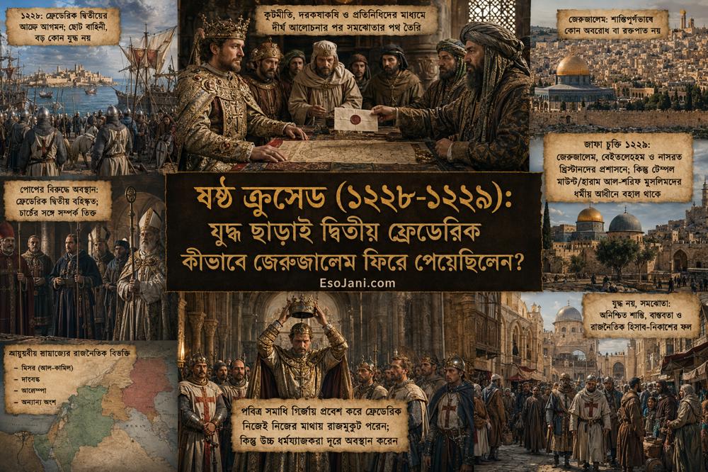ষষ্ঠ ক্রুসেড (১২২৮–১২২৯): যুদ্ধ ছাড়াই দ্বিতীয় ফ্রেডেরিক কীভাবে জেরুজালেম ফিরে পেয়েছিলেন?