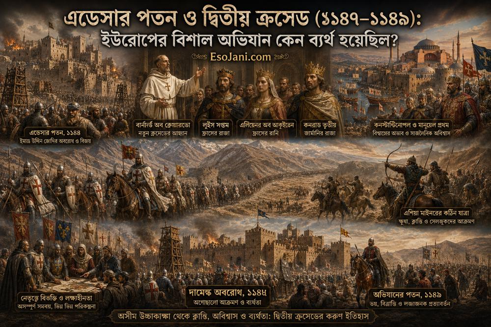এডেসার পতন ও দ্বিতীয় ক্রুসেড (১১৪৭–১১৪৯): ইউরোপের বিশাল অভিযান কেন ব্যর্থ হয়েছিল?