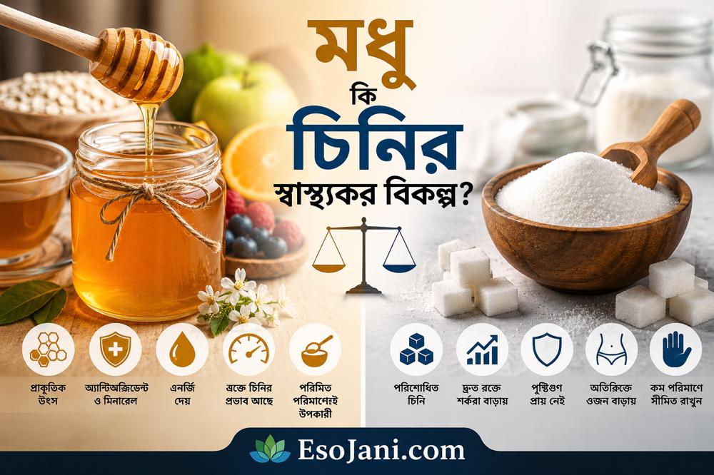 মধু কি চিনির স্বাস্থ্যকর বিকল্প? পুষ্টিগুণ, রক্তে শর্করা ও সঠিক ব্যবহারের বিস্তারিত বিশ্লেষণ