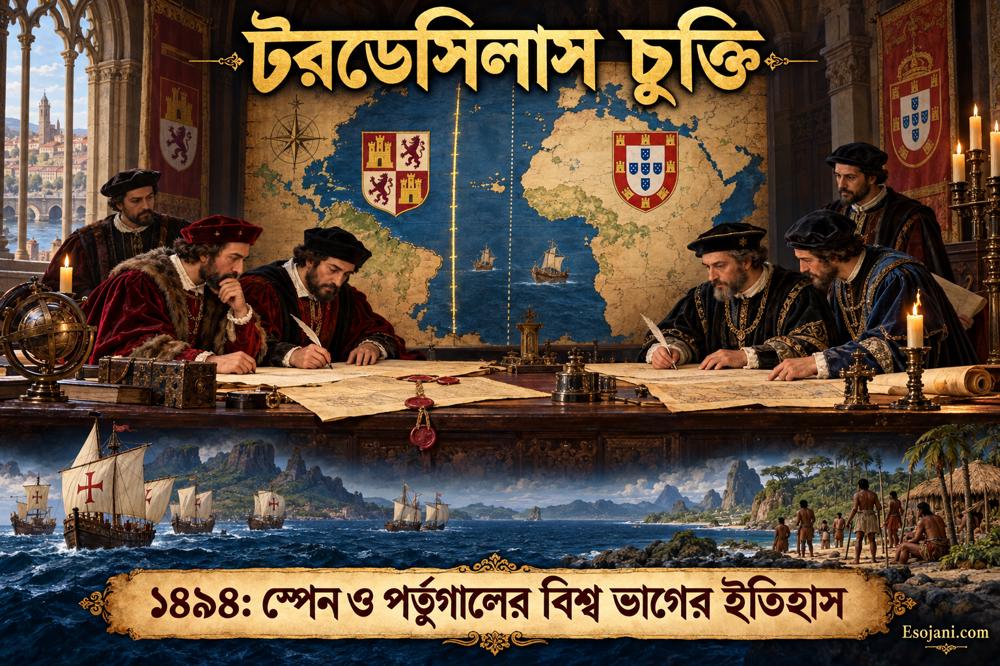 টরডেসিলাস চুক্তি ১৪৯৪: স্পেন ও পর্তুগালের বিশ্ব ভাগের ইতিহাস