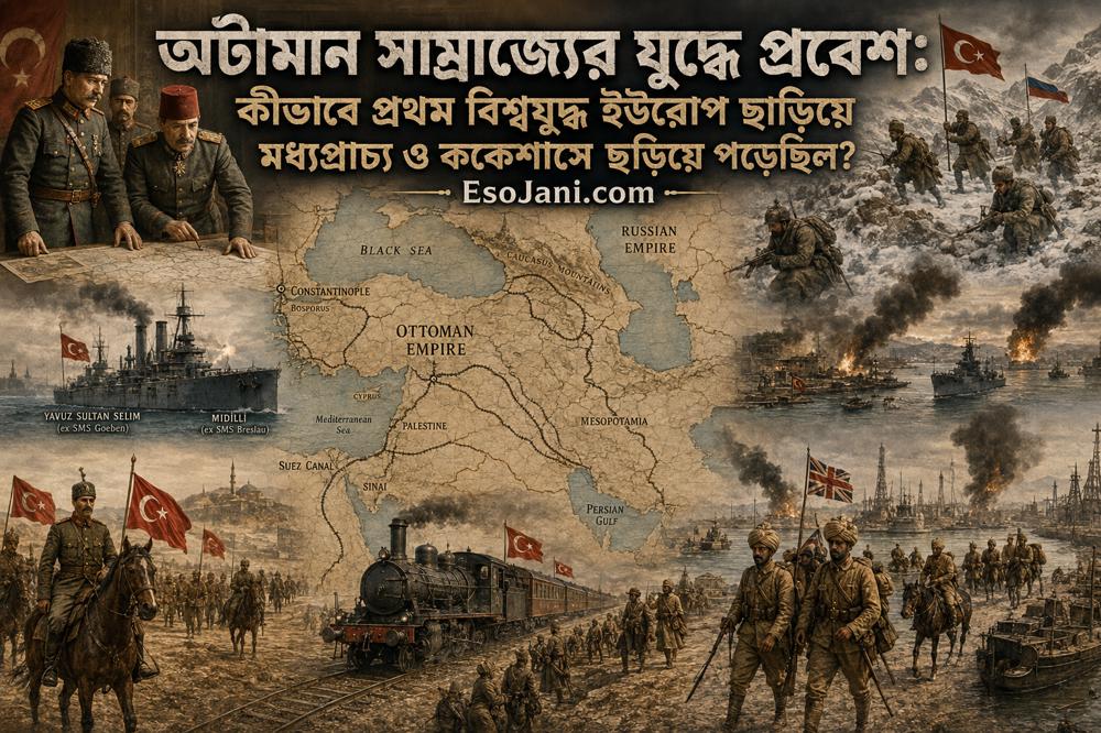 অটোমান সাম্রাজ্যের যুদ্ধে প্রবেশ: প্রথম বিশ্বযুদ্ধ কীভাবে মধ্যপ্রাচ্য ও ককেশাসে ছড়িয়ে পড়েছিল?