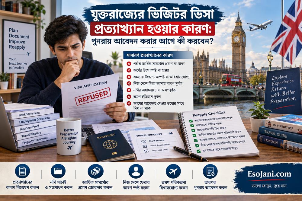 যুক্তরাজ্যের ভিজিটর ভিসা প্রত্যাখ্যান হওয়ার কারণ: পুনরায় আবেদন করার আগে কী করবেন?