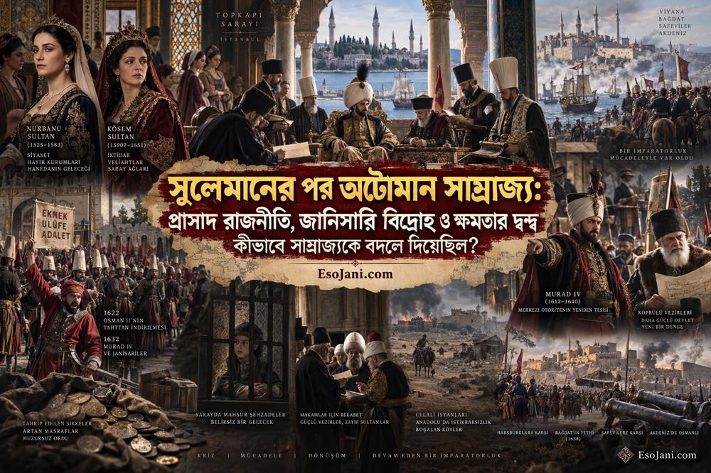 সুলেমানের পর অটোমান সাম্রাজ্য: প্রাসাদ রাজনীতি, জানিসারি বিদ্রোহ ও ক্ষমতার দ্বন্দ্বের ইতিহাস