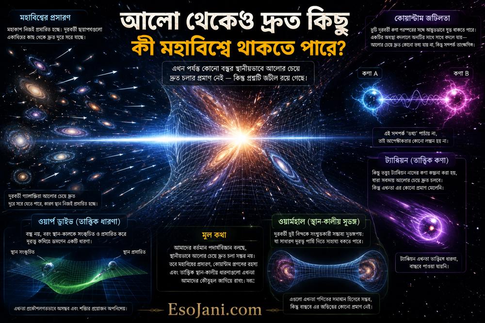 আলো থেকেও দ্রুত কিছু কি মহাবিশ্বে থাকতে পারে? আইনস্টাইনের সীমা, মহাকাশের প্রসারণ ও কোয়ান্টাম রহস্য