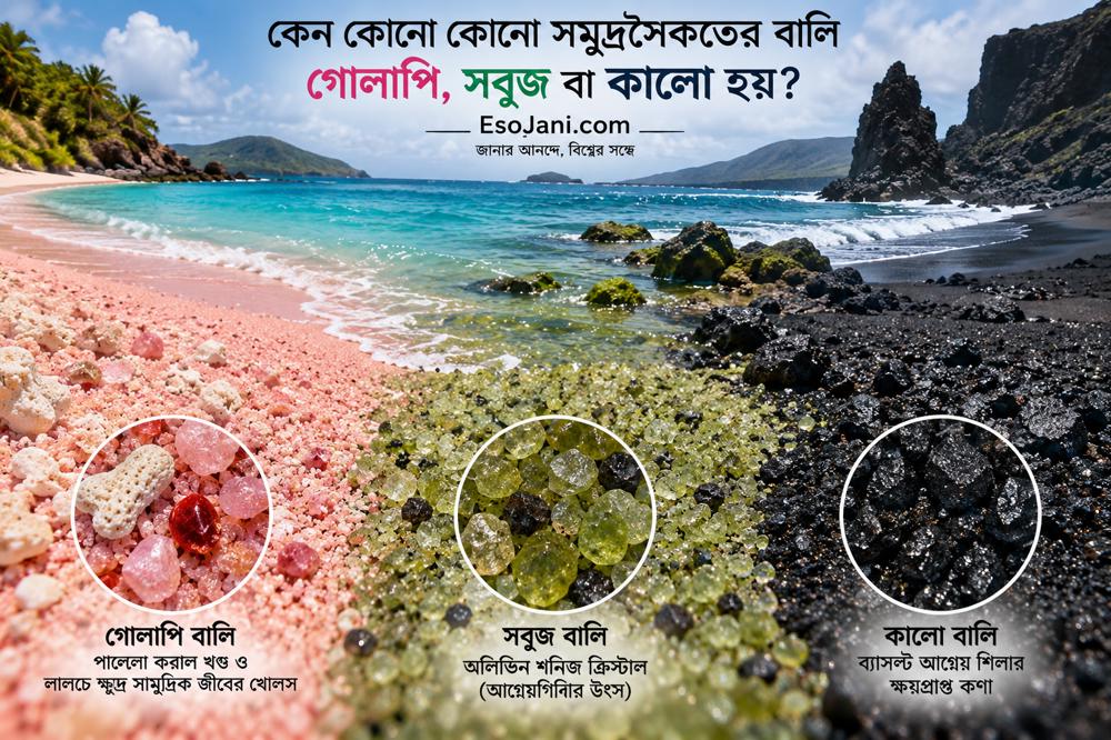 সমুদ্রসৈকতের বালি কেন গোলাপি, সবুজ বা কালো হয়? রঙিন সৈকতের পেছনের ভূতাত্ত্বিক রহস্য