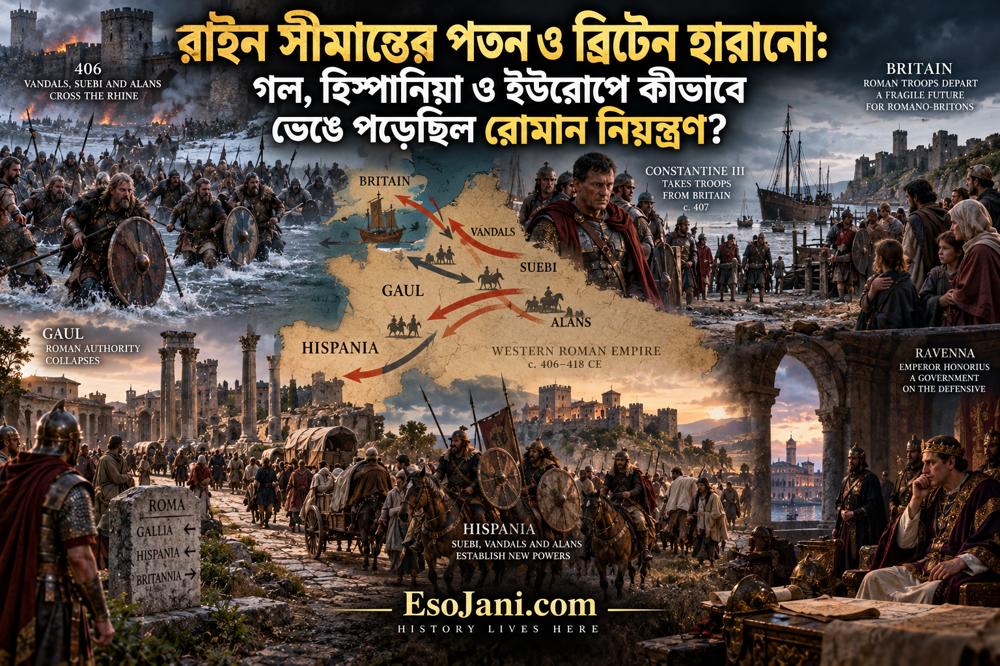 রাইন সীমান্তের পতন ও ব্রিটেন হারানো: গল ও হিস্পানিয়ায় কীভাবে ভেঙে পড়েছিল পশ্চিম রোমের নিয়ন্ত্রণ?