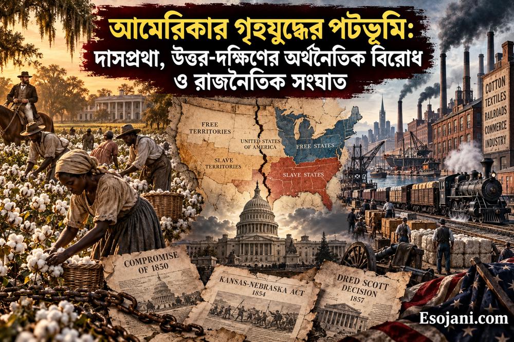 আমেরিকার গৃহযুদ্ধের পটভূমি: দাসপ্রথা ও উত্তর-দক্ষিণের বিরোধ
