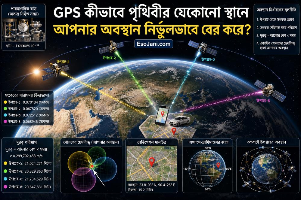 জিপিএস কীভাবে পৃথিবীর যেকোনো স্থানে আপনার অবস্থান নির্ভুলভাবে বের করে?