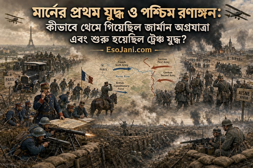 মার্নের প্রথম যুদ্ধ ও পশ্চিম রণাঙ্গন: জার্মান অগ্রযাত্রা থেমে কীভাবে শুরু হয়েছিল ট্রেঞ্চ যুদ্ধ?