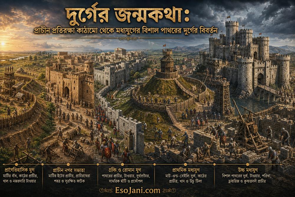 দুর্গের জন্মকথা: প্রাচীন প্রতিরক্ষা কাঠামো থেকে মধ্যযুগের পাথরের দুর্গের বিবর্তন