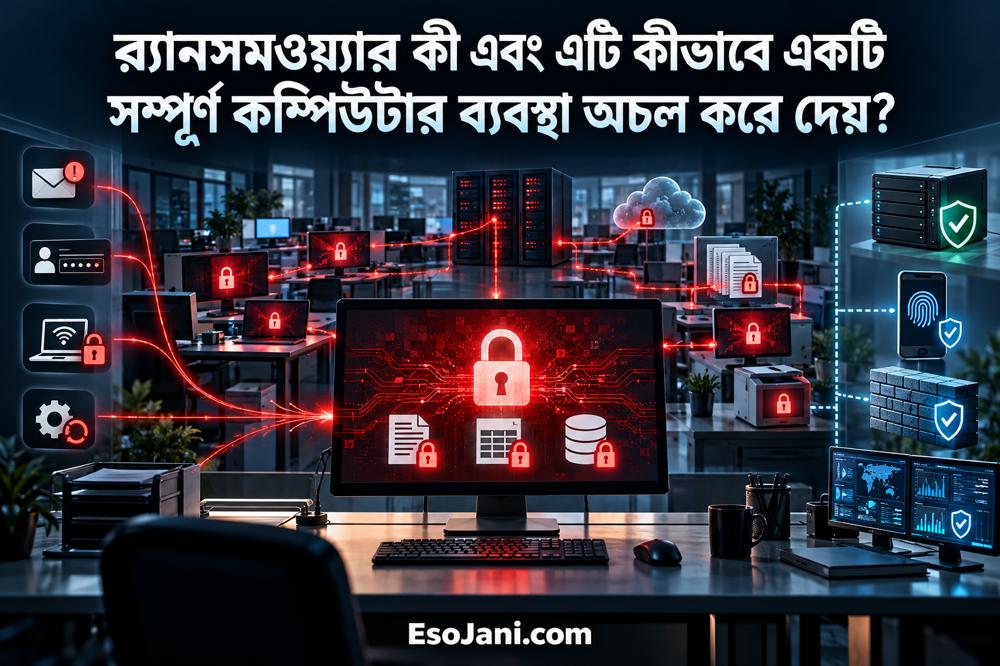 র‍্যানসমওয়্যার কী এবং এটি কীভাবে একটি সম্পূর্ণ কম্পিউটার ব্যবস্থা অচল করে দেয়?