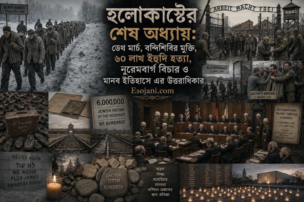 হলোকাস্টের শেষ অধ্যায়: ডেথ মার্চ, বন্দিশিবির মুক্তি, ৬০ লাখ ইহুদি হত্যা ও নুরেমবার্গ বিচারের ইতিহাস