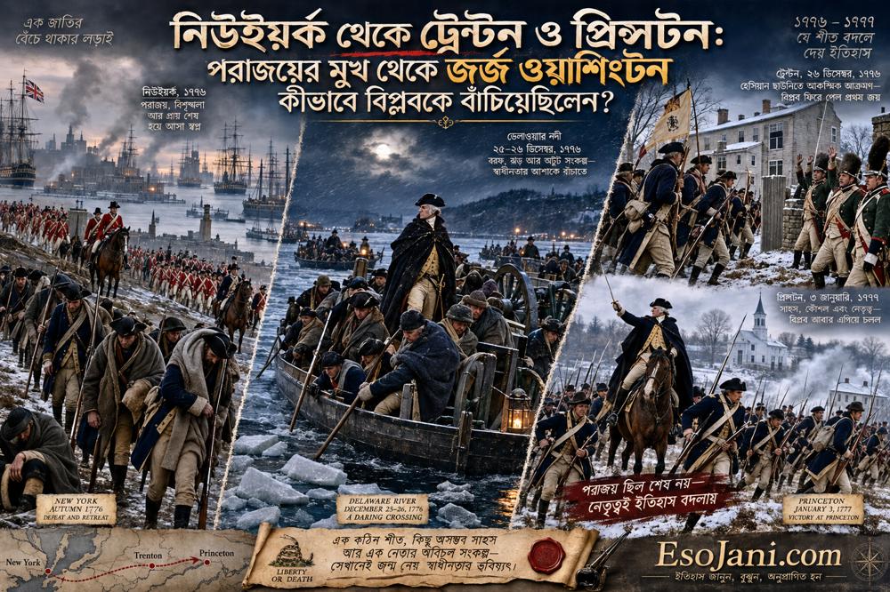 নিউইয়র্ক থেকে ট্রেন্টন ও প্রিন্সটন: পরাজয়ের মুখ থেকে জর্জ ওয়াশিংটন যেভাবে আমেরিকান বিপ্লবকে বাঁচিয়েছিলেন