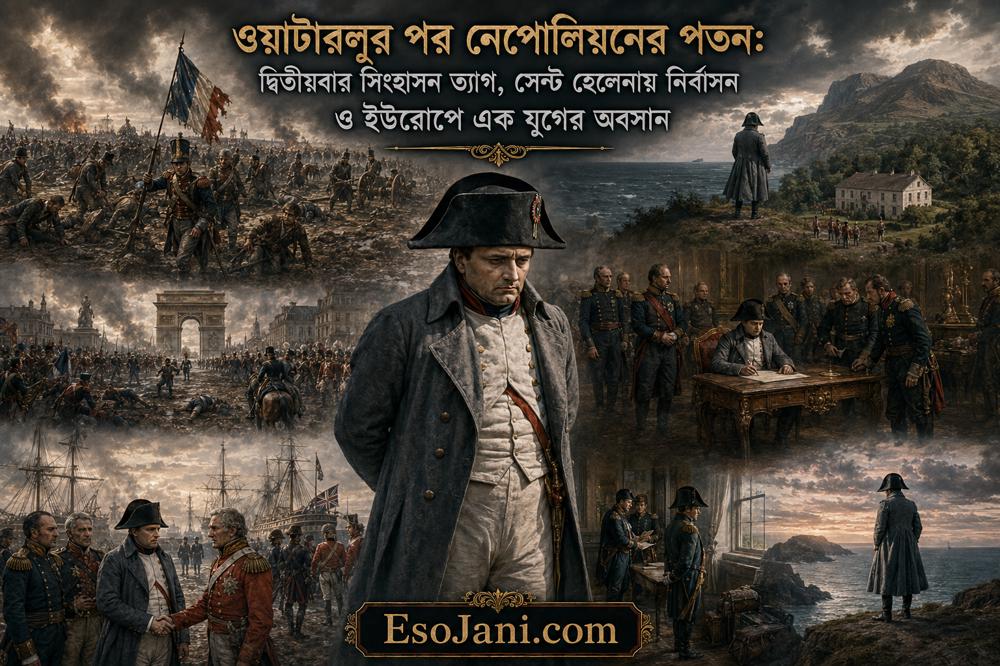 ওয়াটারলুর পর নেপোলিয়নের পতন: দ্বিতীয়বার সিংহাসন ত্যাগ, সেন্ট হেলেনায় নির্বাসন ও ইউরোপে এক যুগের অবসান