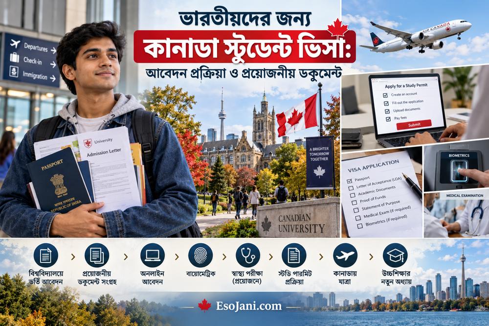 ভারতীয়দের জন্য কানাডা স্টুডেন্ট ভিসা: আবেদন প্রক্রিয়া, যোগ্যতা ও প্রয়োজনীয় নথিপত্র