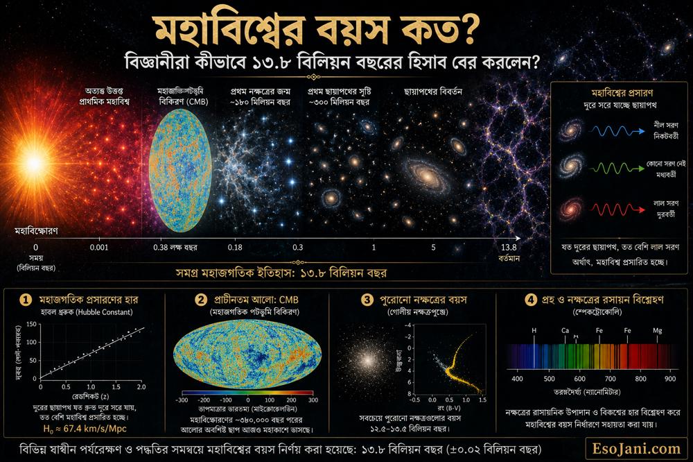 মহাবিশ্বের বয়স কত? বিজ্ঞানীরা কীভাবে ১৩.৮ বিলিয়ন বছরের হিসাব বের করলেন?