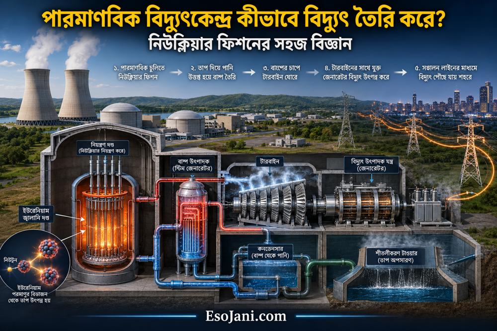 পারমাণবিক বিদ্যুৎকেন্দ্র কীভাবে বিদ্যুৎ তৈরি করে? নিউক্লিয়ার ফিশনের সহজ বিজ্ঞান