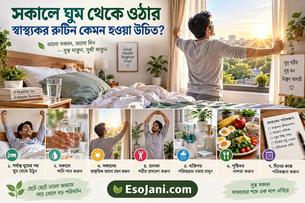 সকালে ঘুম থেকে ওঠার স্বাস্থ্যকর রুটিন কেমন হওয়া উচিত? শরীর ও মন ভালো রাখার সঠিক অভ্যাস