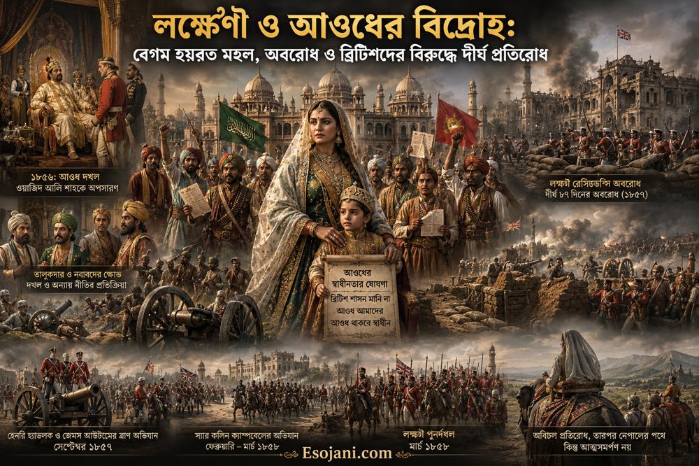 লক্ষ্ণৌ ও আওধের বিদ্রোহ: বেগম হযরত মহল, অবরোধ ও ব্রিটিশবিরোধী দীর্ঘ প্রতিরোধ