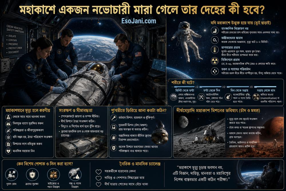 মহাকাশে একজন নভোচারী মারা গেলে তার দেহের কী হবে? মৃত্যু, পচন ও দেহ ফিরিয়ে আনার বৈজ্ঞানিক বাস্তবতা
