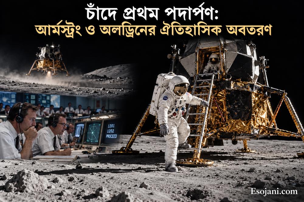 চাঁদে প্রথম পদার্পণ: আর্মস্ট্রং ও অলড্রিনের ঐতিহাসিক অবতরণ
