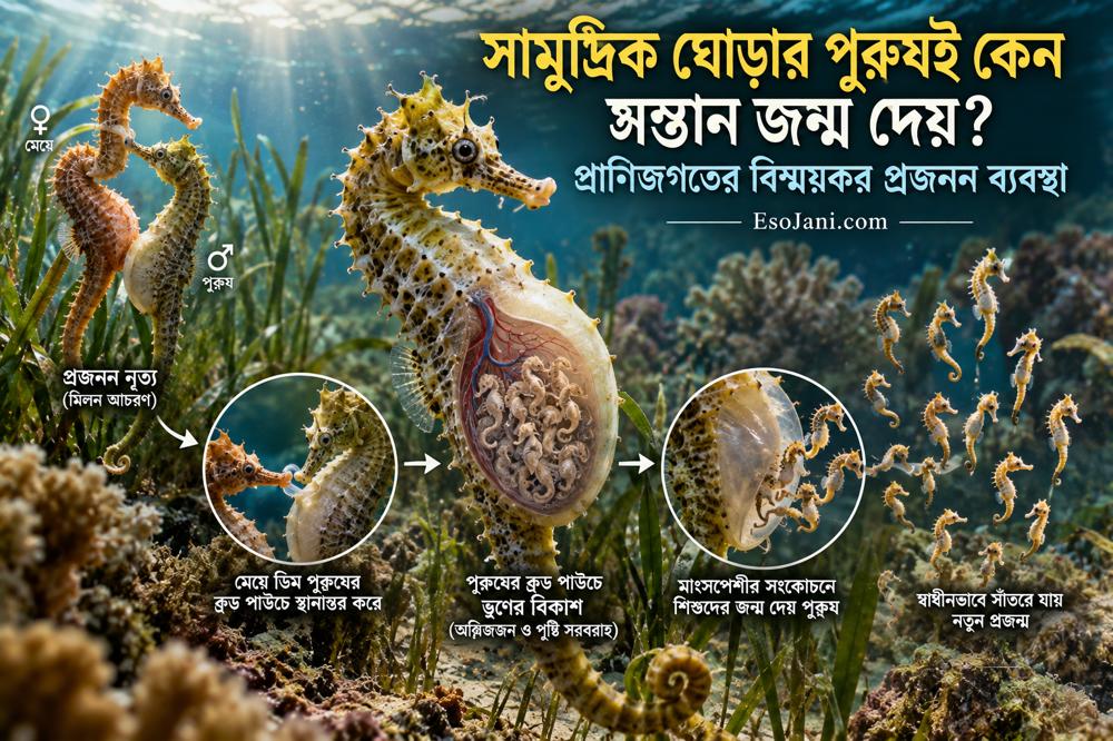সামুদ্রিক ঘোড়ার পুরুষই কেন সন্তান জন্ম দেয়? প্রাণিজগতের বিস্ময়কর প্রজনন ব্যবস্থার রহস্য