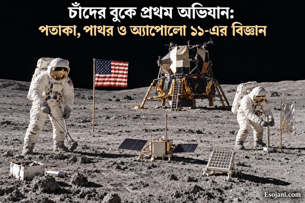 চাঁদের বুকে প্রথম অভিযান: পতাকা, পাথর ও অ্যাপোলো ১১-এর বিজ্ঞান