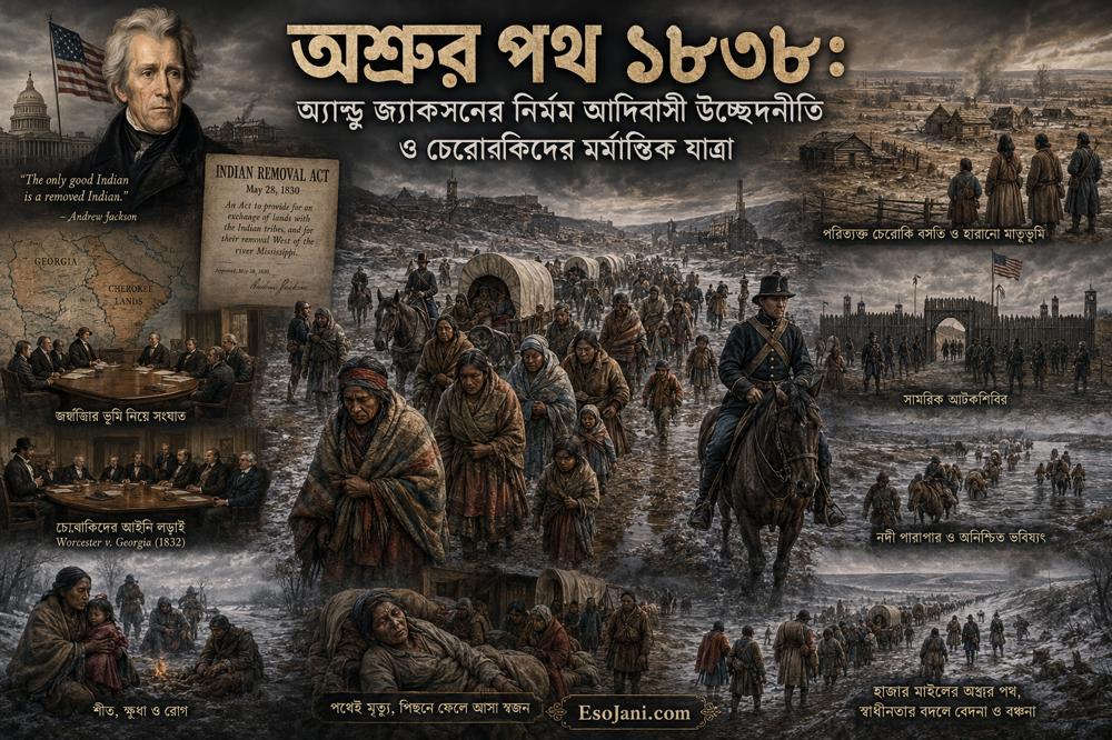 অশ্রুর পথ ১৮৩৮: অ্যান্ড্রু জ্যাকসনের নির্মম আদিবাসী উচ্ছেদনীতি ও চেরোকিদের মর্মান্তিক যাত্রা