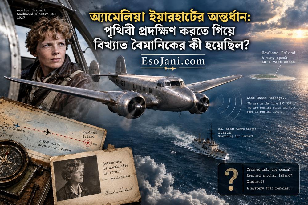 অ্যামেলিয়া ইয়ারহার্টের অন্তর্ধান: পৃথিবী প্রদক্ষিণ করতে গিয়ে বিখ্যাত বৈমানিকের কী হয়েছিল?
