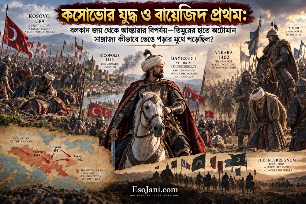 কসোভোর যুদ্ধ ও বায়েজিদ প্রথম: বলকান জয়, আঙ্কারার বিপর্যয় ও অটোমান সাম্রাজ্যের সংকট