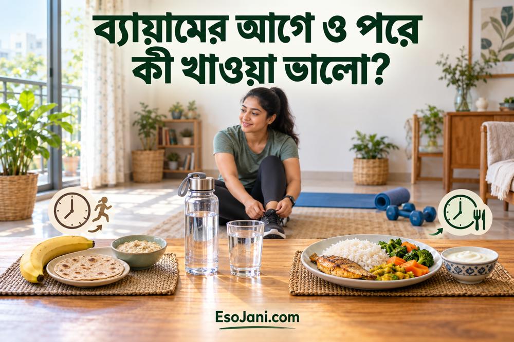 ব্যায়ামের আগে ও পরে কী খাওয়া ভালো? খাবারের সময়, পরিমাণ ও পানির নিয়ম