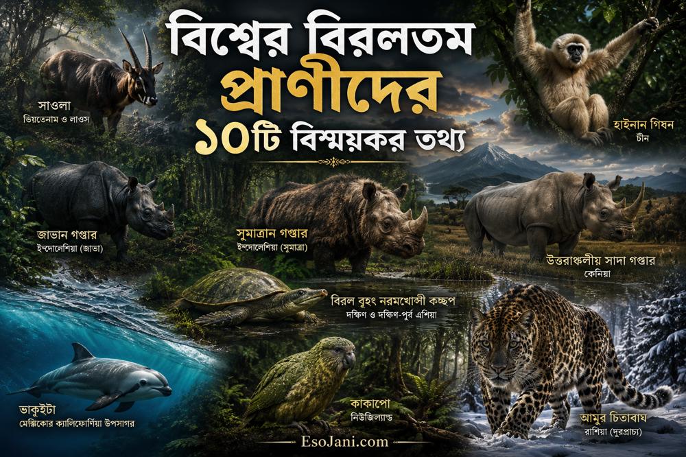 বিশ্বের বিরলতম প্রাণীদের ১০টি বিস্ময়কর তথ্য: বিলুপ্তির কিনারায় টিকে থাকা প্রাণীদের গল্প