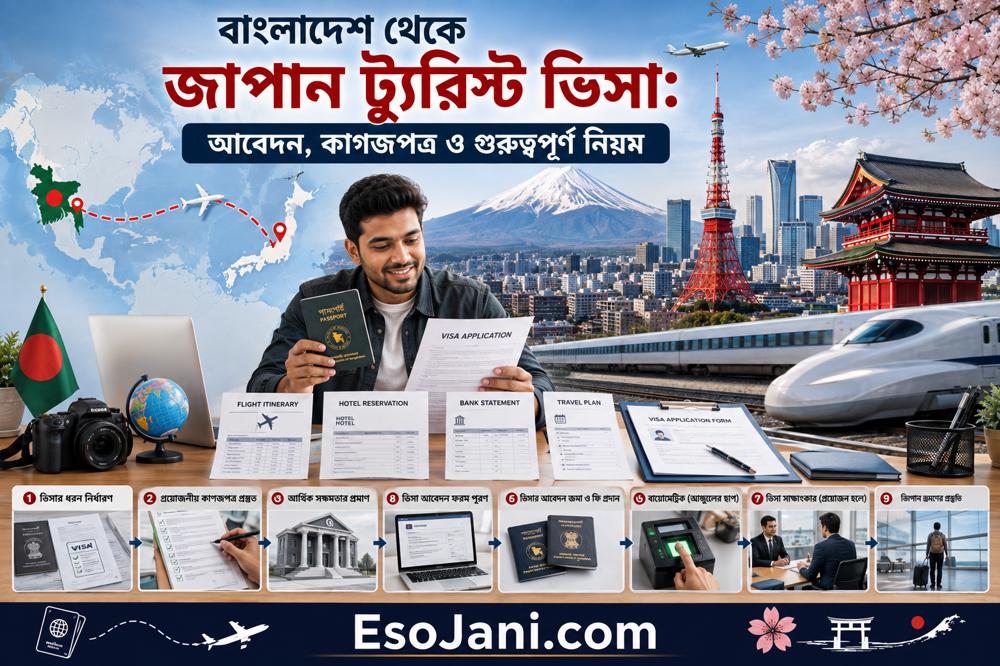বাংলাদেশ থেকে জাপান ট্যুরিস্ট ভিসা: আবেদন, প্রয়োজনীয় কাগজপত্র, খরচ ও গুরুত্বপূর্ণ নিয়ম