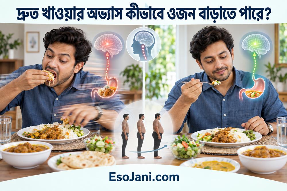 দ্রুত খাওয়ার অভ্যাস কীভাবে ওজন বাড়াতে পারে? ক্ষুধা, হরমোন ও অতিরিক্ত খাওয়ার বিজ্ঞান