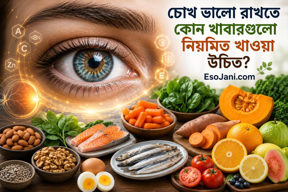 চোখ ভালো রাখতে কোন খাবারগুলো নিয়মিত খাওয়া উচিত? দৃষ্টিশক্তি ও চোখের সুস্থতার পূর্ণ খাদ্যনির্দেশিকা
