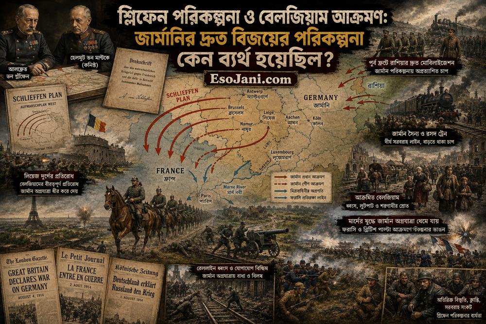 শ্লিফেন পরিকল্পনা ও বেলজিয়াম আক্রমণ: জার্মানির দ্রুত ফ্রান্স জয়ের পরিকল্পনা কেন ব্যর্থ হয়েছিল?