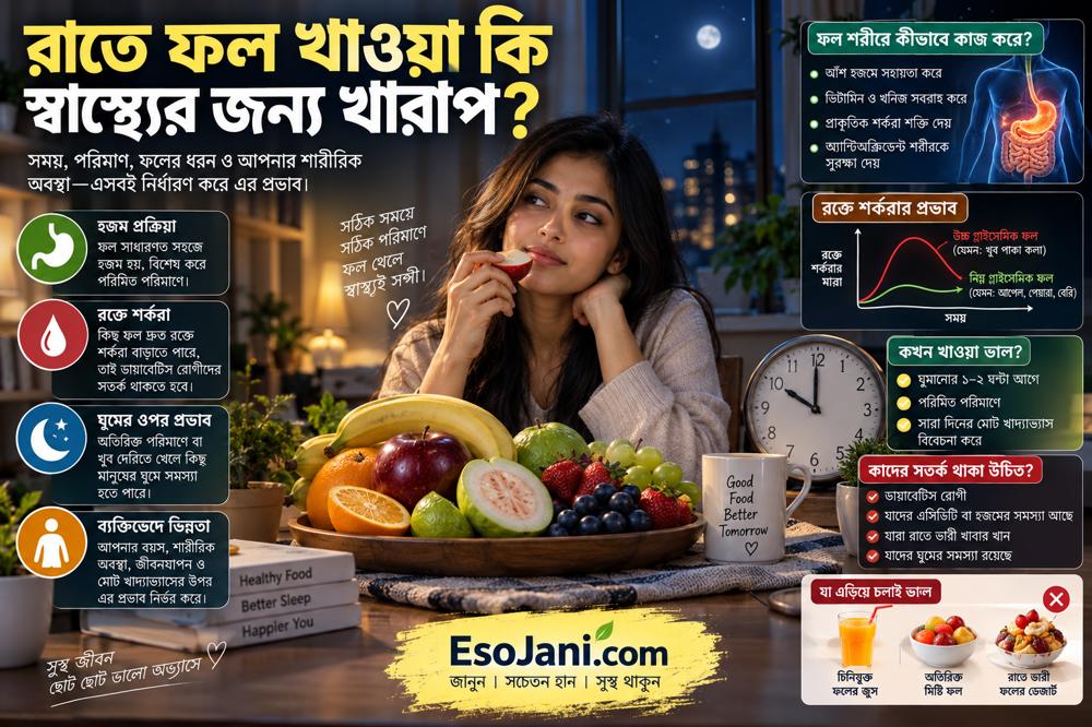 রাতে ফল খাওয়া কি স্বাস্থ্যের জন্য খারাপ? সময়, পরিমাণ ও ফলের ধরন নিয়ে বৈজ্ঞানিক ব্যাখ্যা