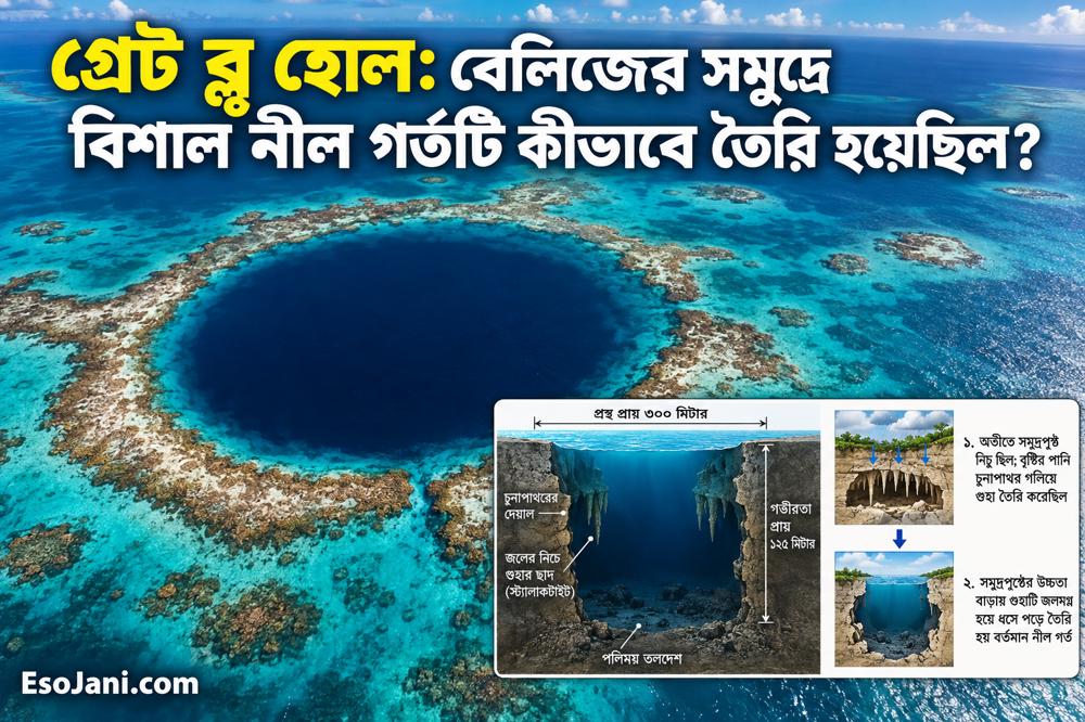 গ্রেট ব্লু হোল: বেলিজের সমুদ্রে বিশাল নীল গর্তটি কীভাবে তৈরি হয়েছিল?