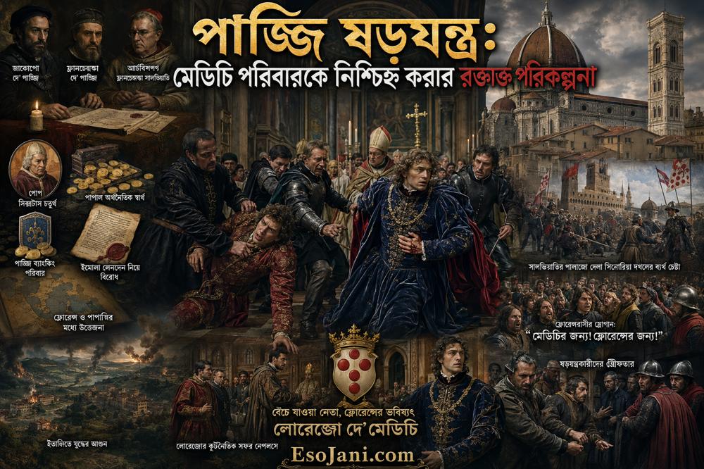 পাজ্জি ষড়যন্ত্র: মেডিচি পরিবারকে নিশ্চিহ্ন করার রক্তাক্ত পরিকল্পনা ও ফ্লোরেন্সের ক্ষমতার লড়াই