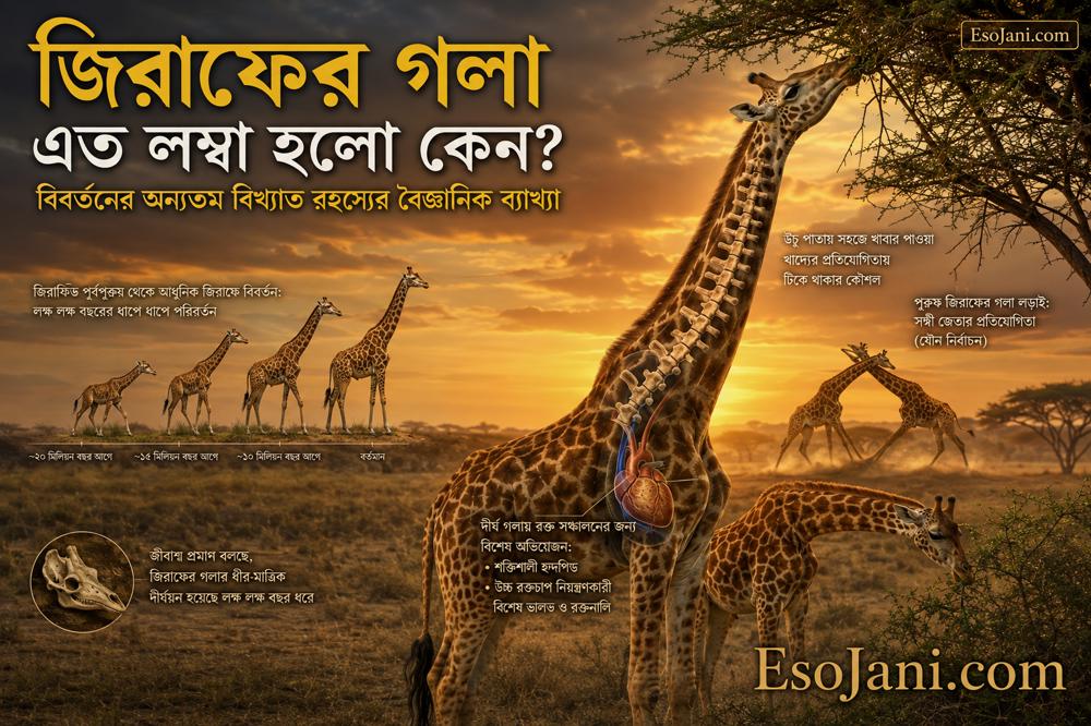 জিরাফের গলা এত লম্বা হলো কেন? বিবর্তনের অন্যতম বিখ্যাত রহস্যের বৈজ্ঞানিক ব্যাখ্যা