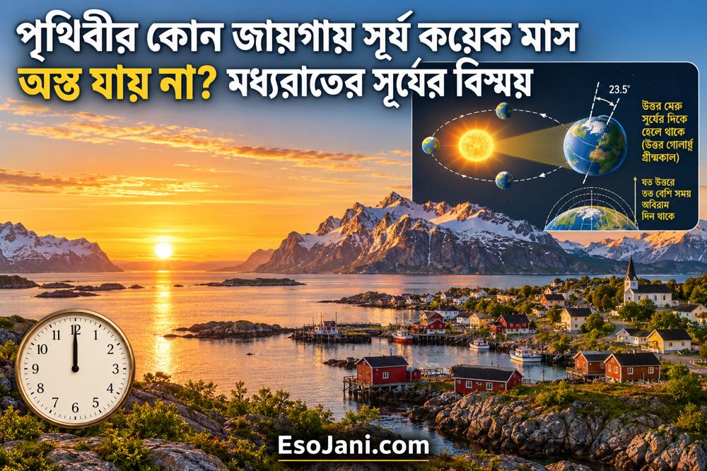 পৃথিবীর কোথায় কয়েক মাস সূর্য অস্ত যায় না? মধ্যরাতের সূর্যের বিজ্ঞান