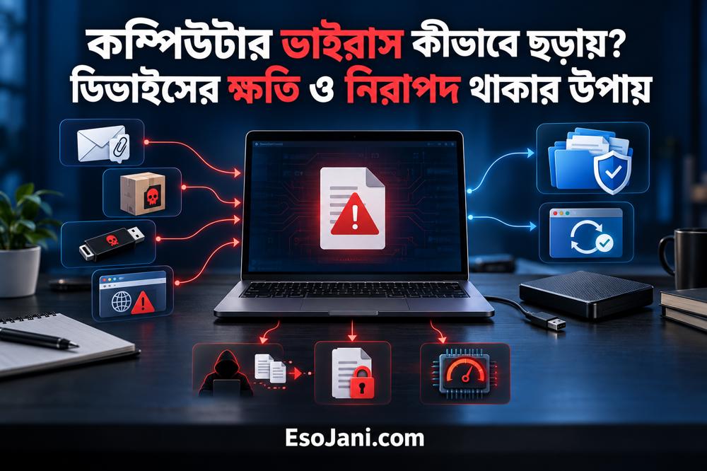 কম্পিউটার ভাইরাস কীভাবে ছড়ায়? ডিভাইসের ক্ষতি ও নিরাপদ থাকার উপায়