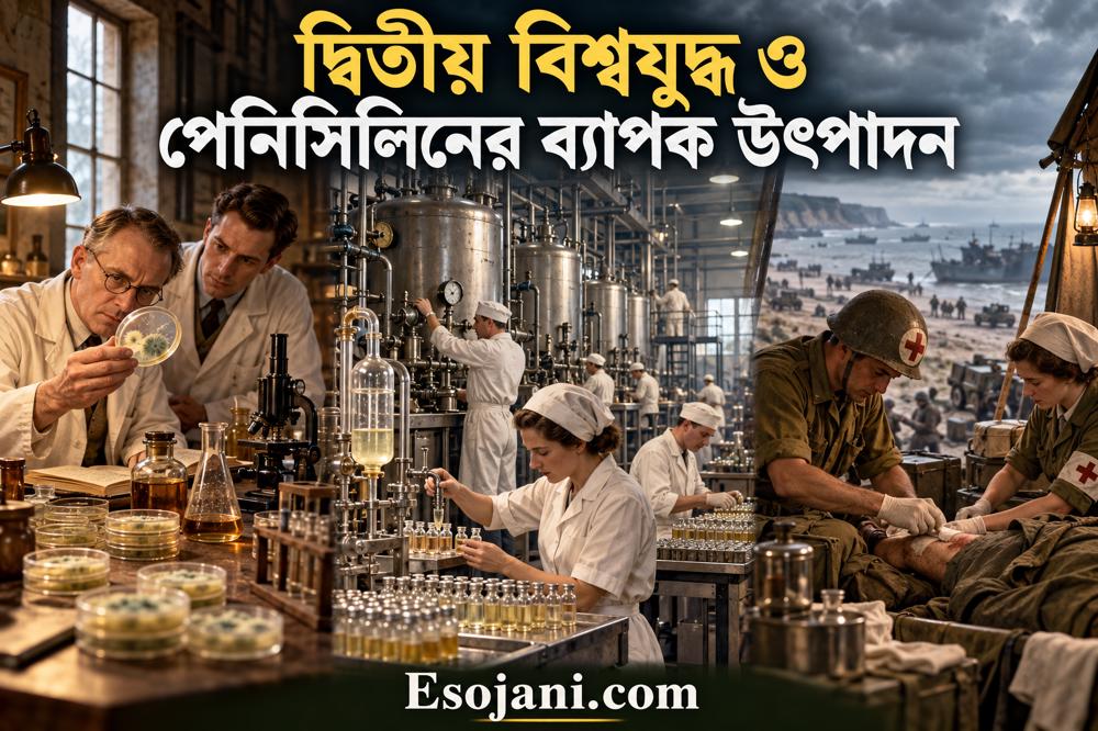 দ্বিতীয় বিশ্বযুদ্ধে পেনিসিলিনের ব্যাপক উৎপাদন কীভাবে শুরু হয়েছিল?