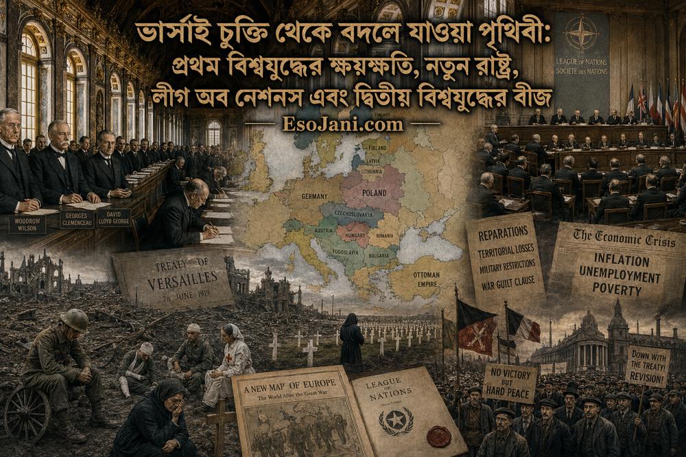 ভার্সাই চুক্তি থেকে বদলে যাওয়া পৃথিবী: প্রথম বিশ্বযুদ্ধের ক্ষয়ক্ষতি, নতুন রাষ্ট্র, লীগ অব নেশনস ও দ্বিতীয় বিশ্বযুদ্ধের বীজ