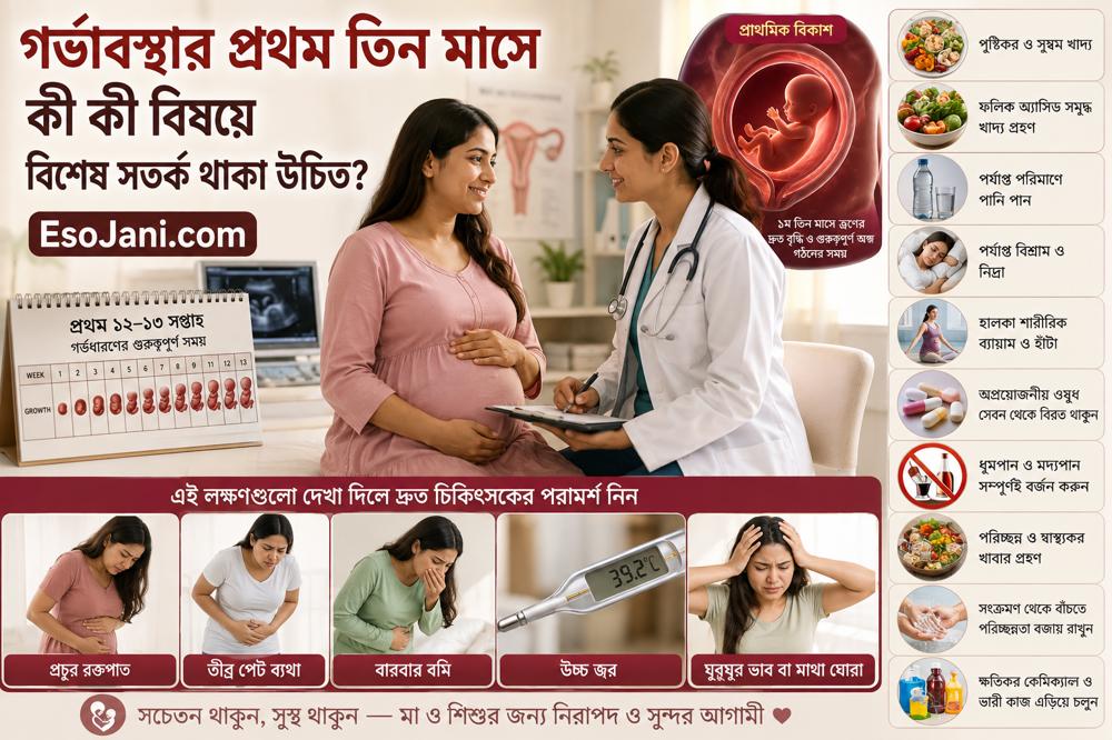গর্ভাবস্থার প্রথম তিন মাসে কী কী বিষয়ে বিশেষ সতর্ক থাকা উচিত? বিস্তারিত গাইড