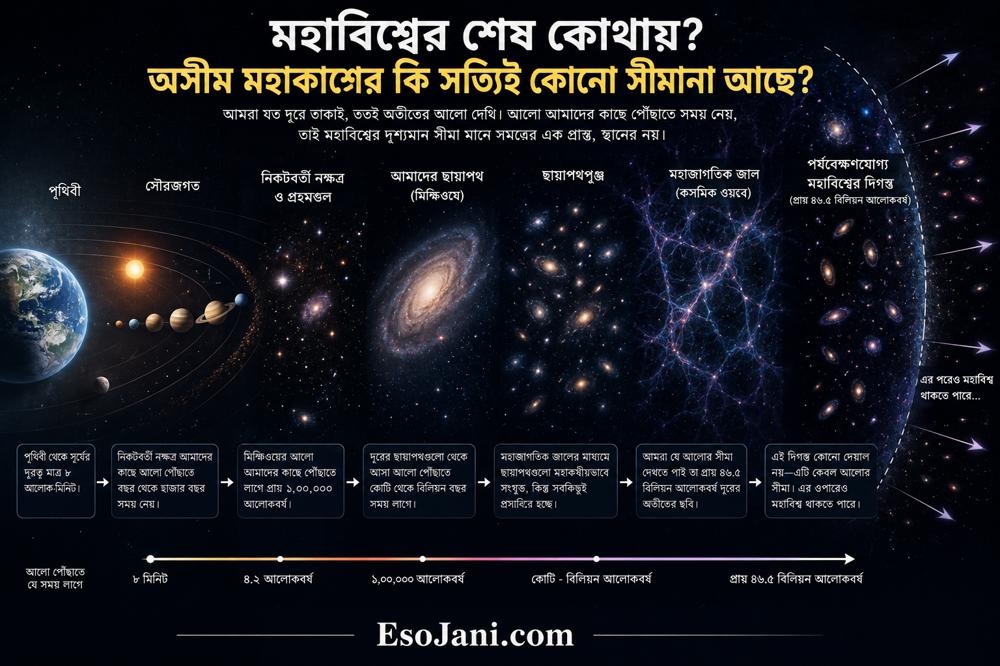 মহাবিশ্বের শেষ কোথায়? অসীম মহাকাশের কি সত্যিই কোনো সীমানা আছে?