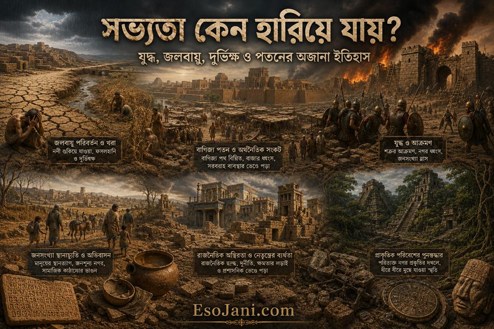 সভ্যতা কেন হারিয়ে যায়? যুদ্ধ, জলবায়ু, দুর্ভিক্ষ ও পতনের অজানা ইতিহাস