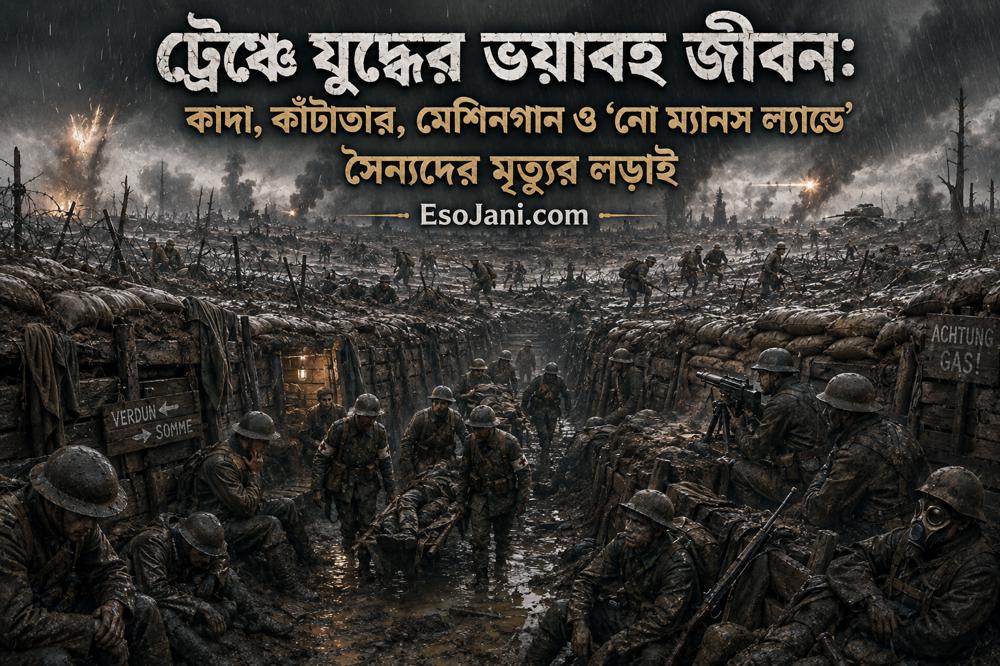 ট্রেঞ্চ যুদ্ধের ভয়াবহ জীবন: কাদা, কাঁটাতার, মেশিনগান ও ‘নো ম্যানস ল্যান্ডে’ সৈন্যদের মৃত্যুর লড়াই