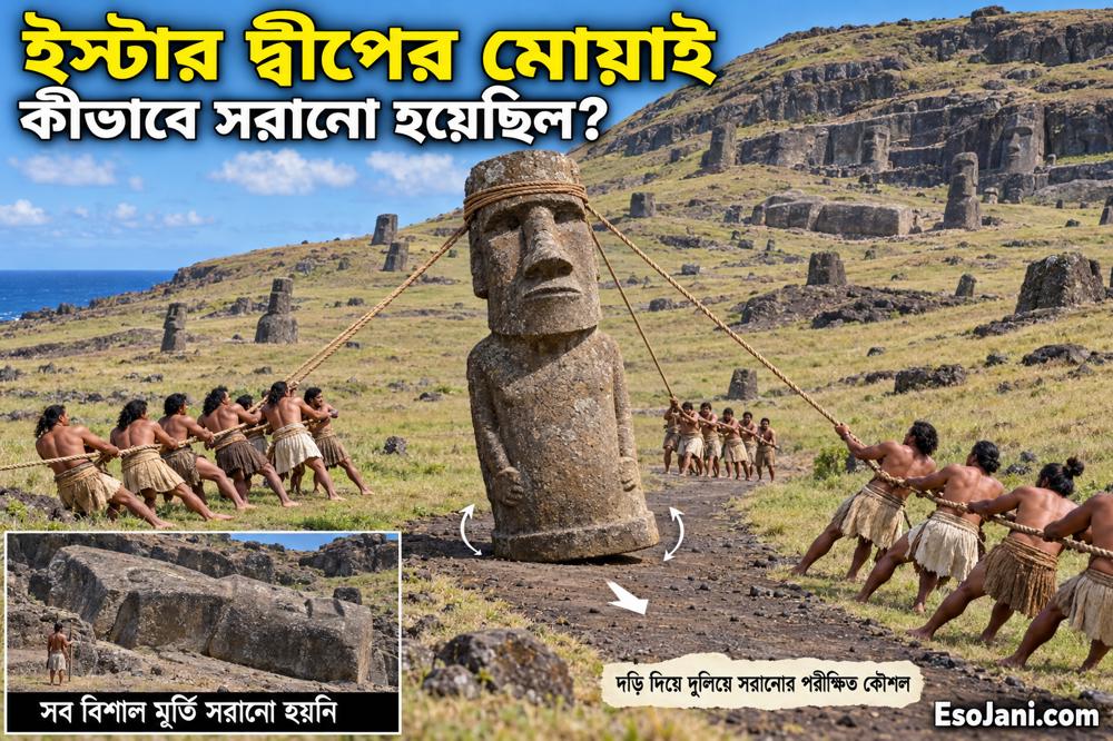 ইস্টার দ্বীপের মোয়াই কীভাবে সরানো হয়েছিল? বিশাল পাথরের মূর্তি ‘হাঁটানোর’ বিজ্ঞান