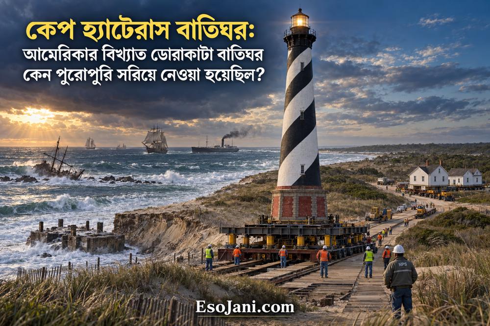 কেপ হ্যাটেরাস বাতিঘর: আমেরিকার বিখ্যাত ডোরাকাটা বাতিঘর কেন পুরোপুরি সরিয়ে নেওয়া হয়েছিল?